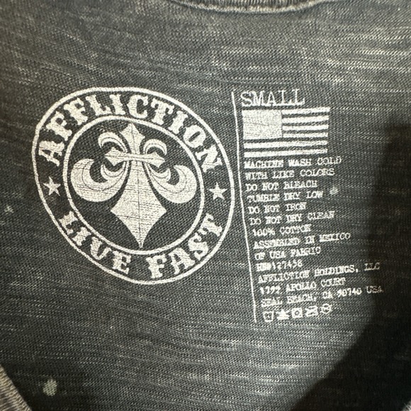 NWT Affliction Live Fast Finge Distressed Tee Small - Picture 4 of 6